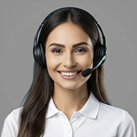 Smiling headshot of Aila wearing a professional headset against a grey background.