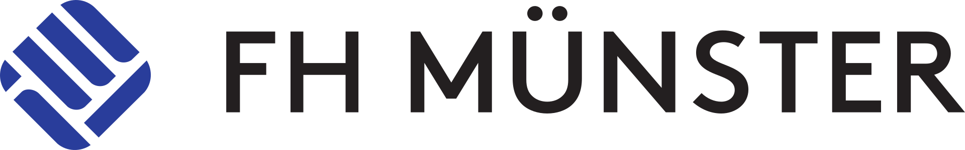 FH Münster logo with stylized blue emblem to the left of the text.