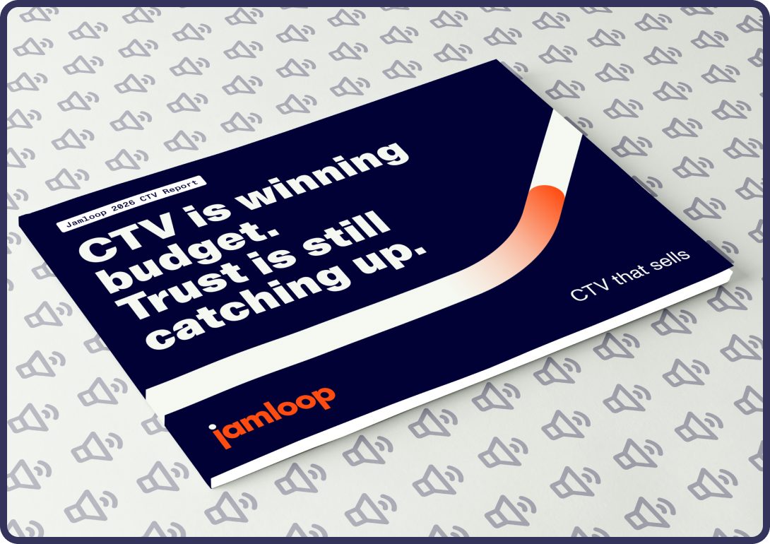 Booklet cover titled 'CTV is winning budget. Trust is still catching up.' by jamloop.