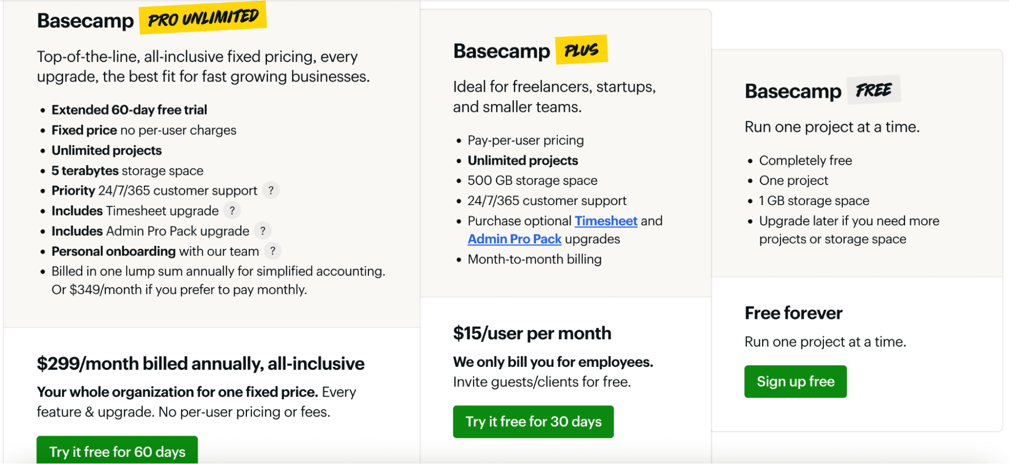 basecamp-pricing-plan-list-on-landing-page