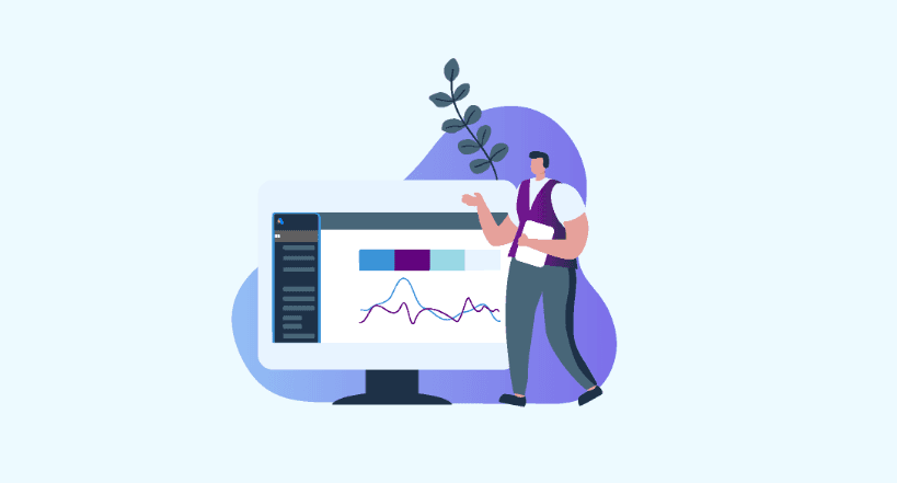 An icon showing a person presenting a report