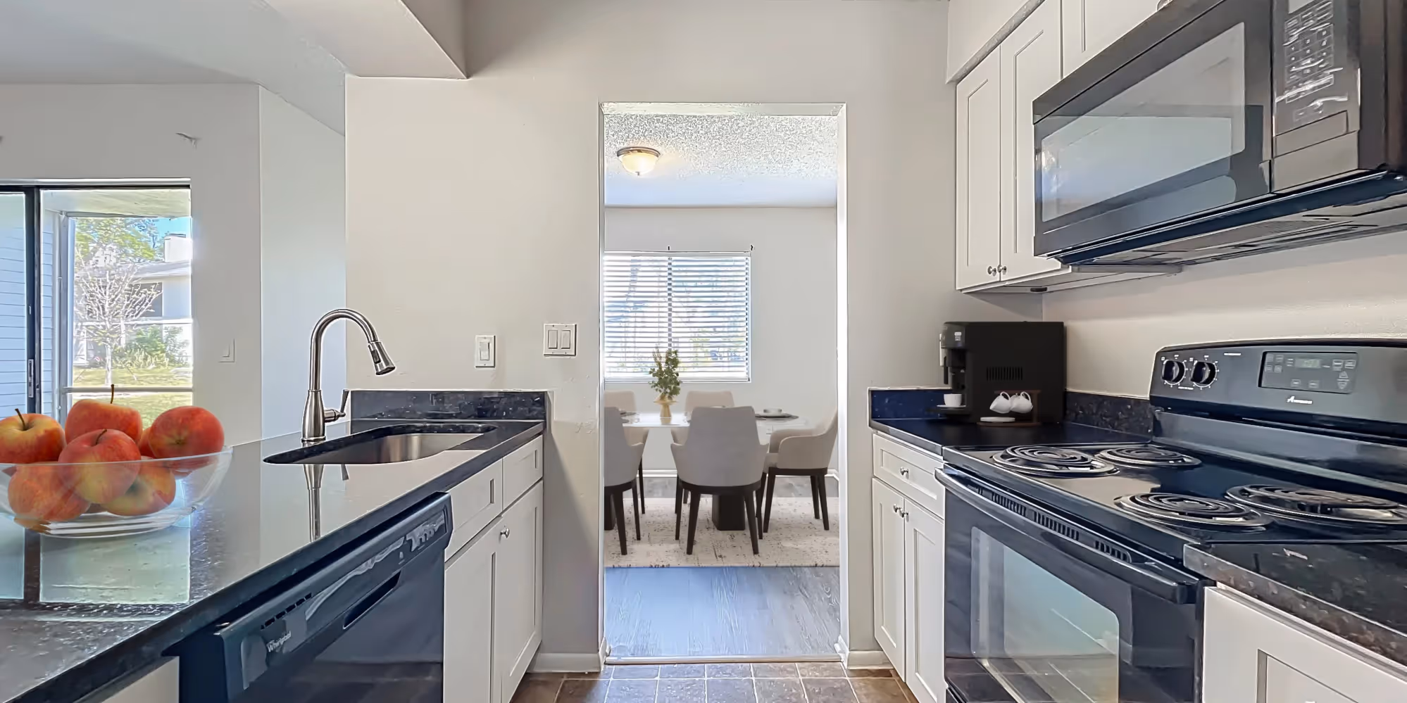 Kitchen with brown cabinets
