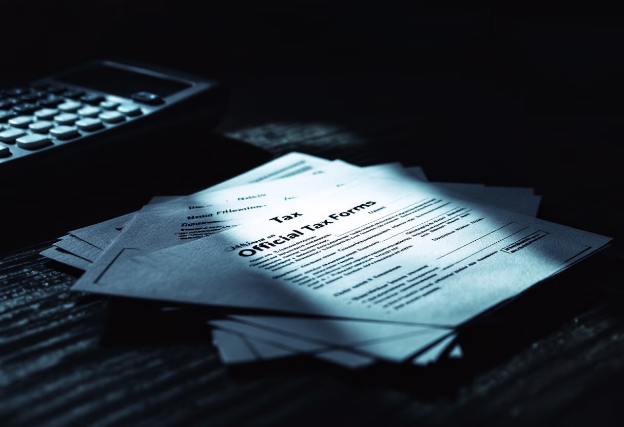 image of tax forms and calculator