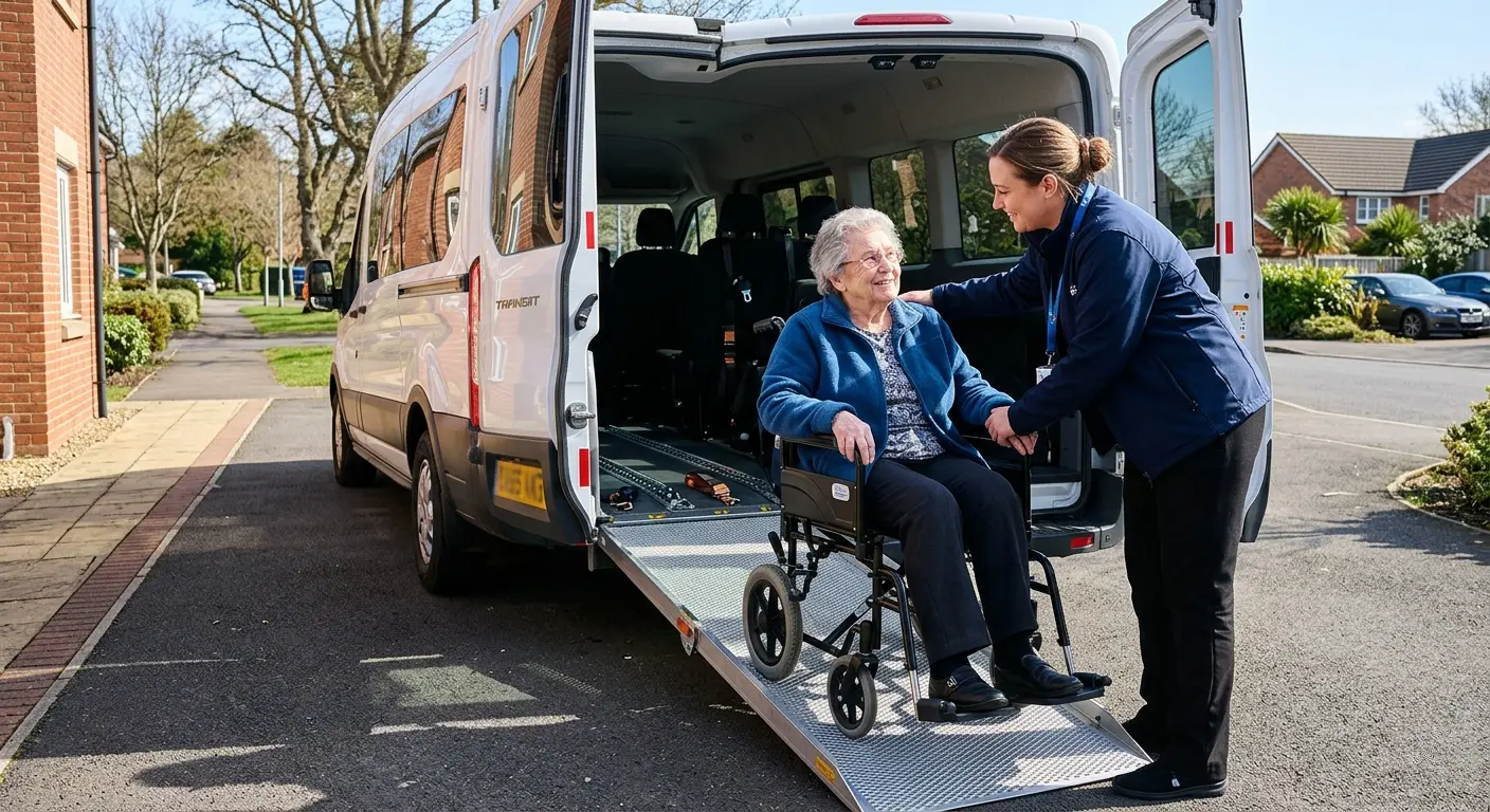AllCare medical transport vehicle ready for service with professional crew