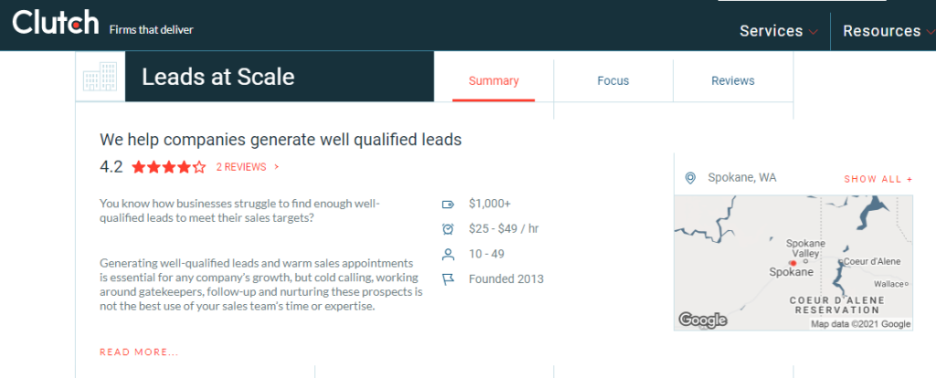 leads at scale review on clutch