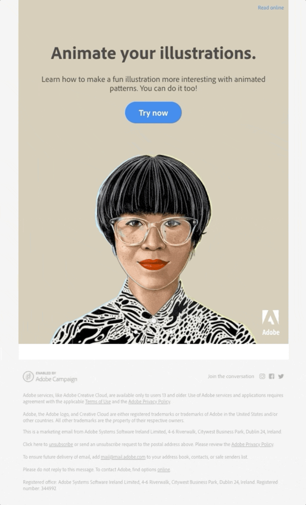 Adobe email featured in Really Good Emails