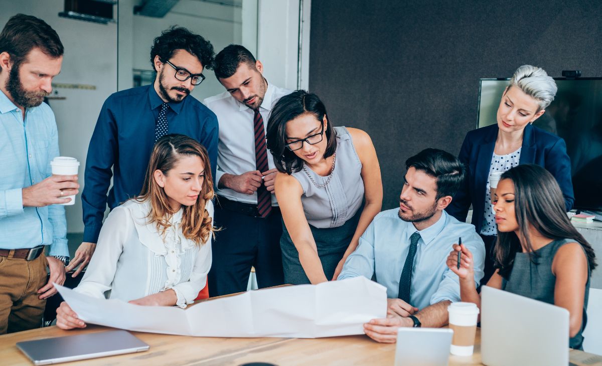employees having a discussion at the workplace