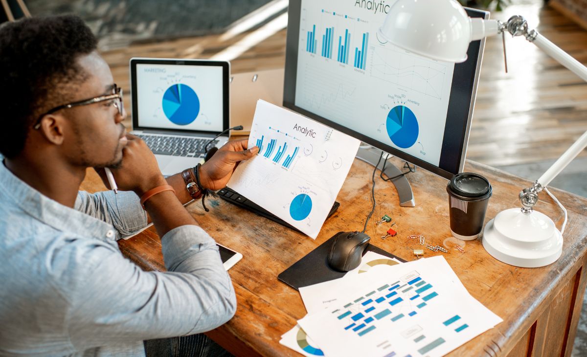 man looking at the analytics data