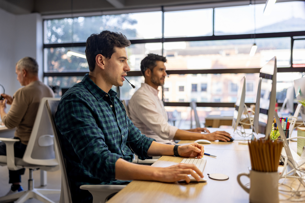 Group of appointment setting service professionals