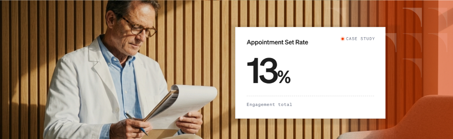 Case study results card showing appointment set rate
