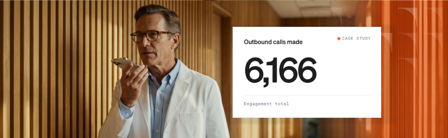 iScribeHealth case study results card showing outbound calls made