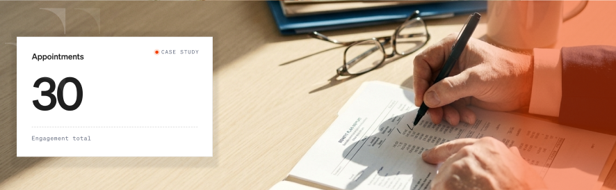 Warren Averett case study results card showing appointments set