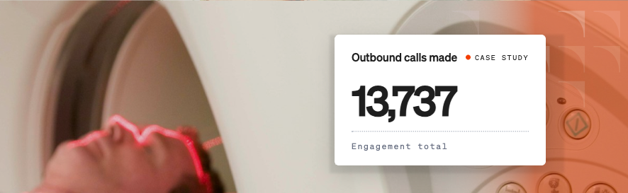 LAP Laser case study results card showing 13,737 outbound calls made