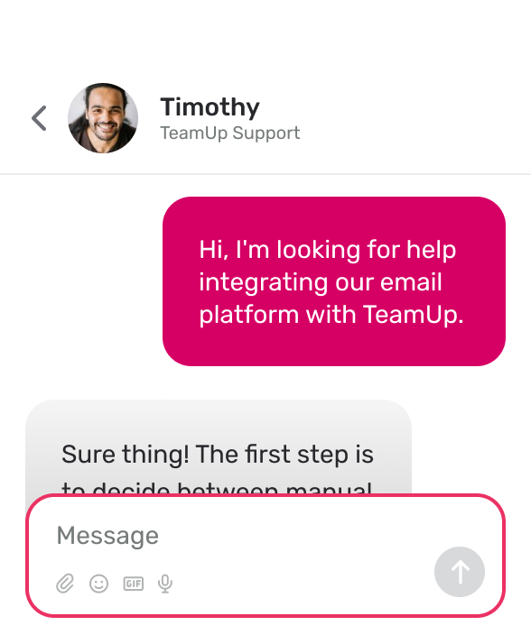 Support chat user interface