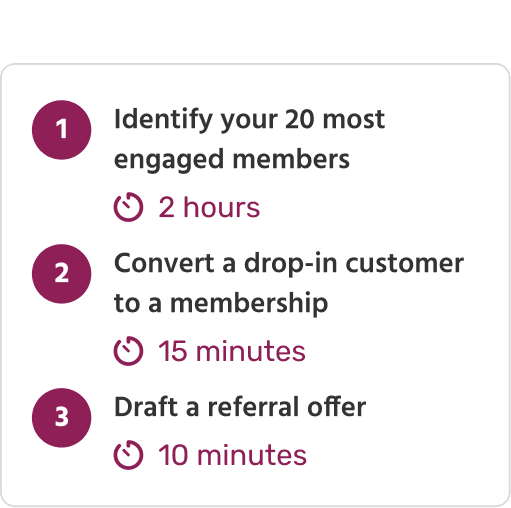 3 immediate actions from the AI Business Advisor report with estimates on how much time it will take to complete each