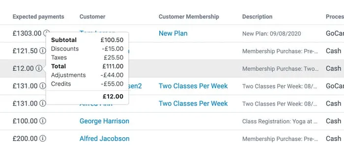image of the breakdown of amounts in the invoice report