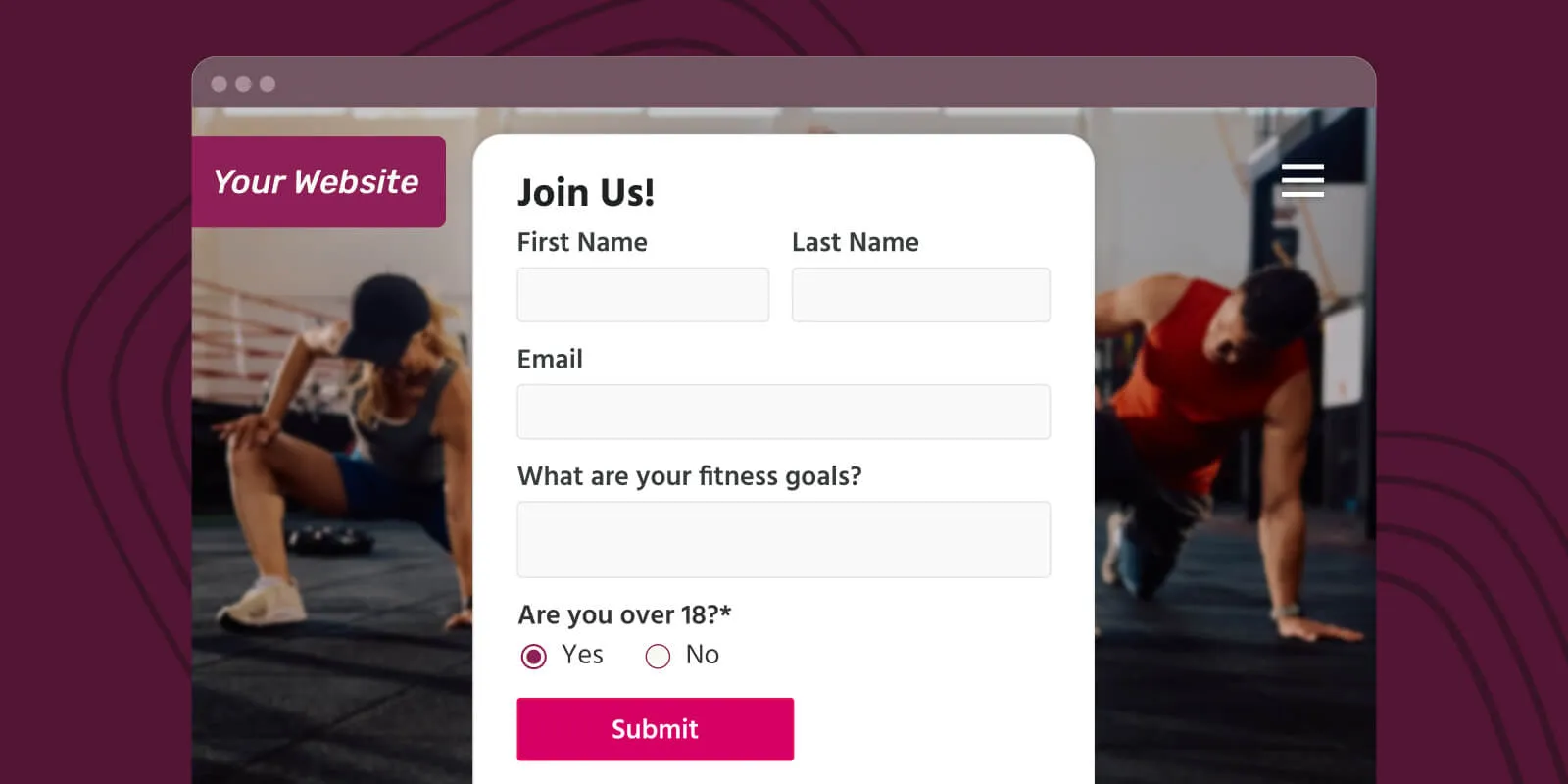 Example lead capture on a gym's website.