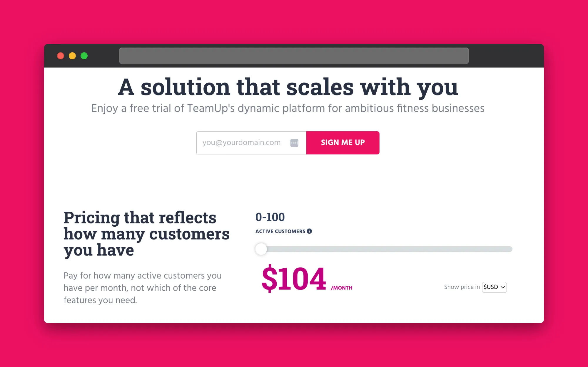 TeamUp gym management software pricing.