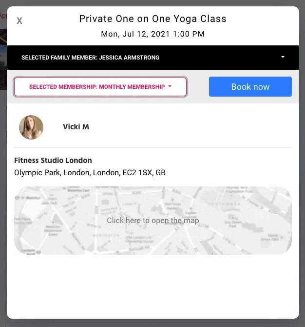 confirmation for one on one yoga class