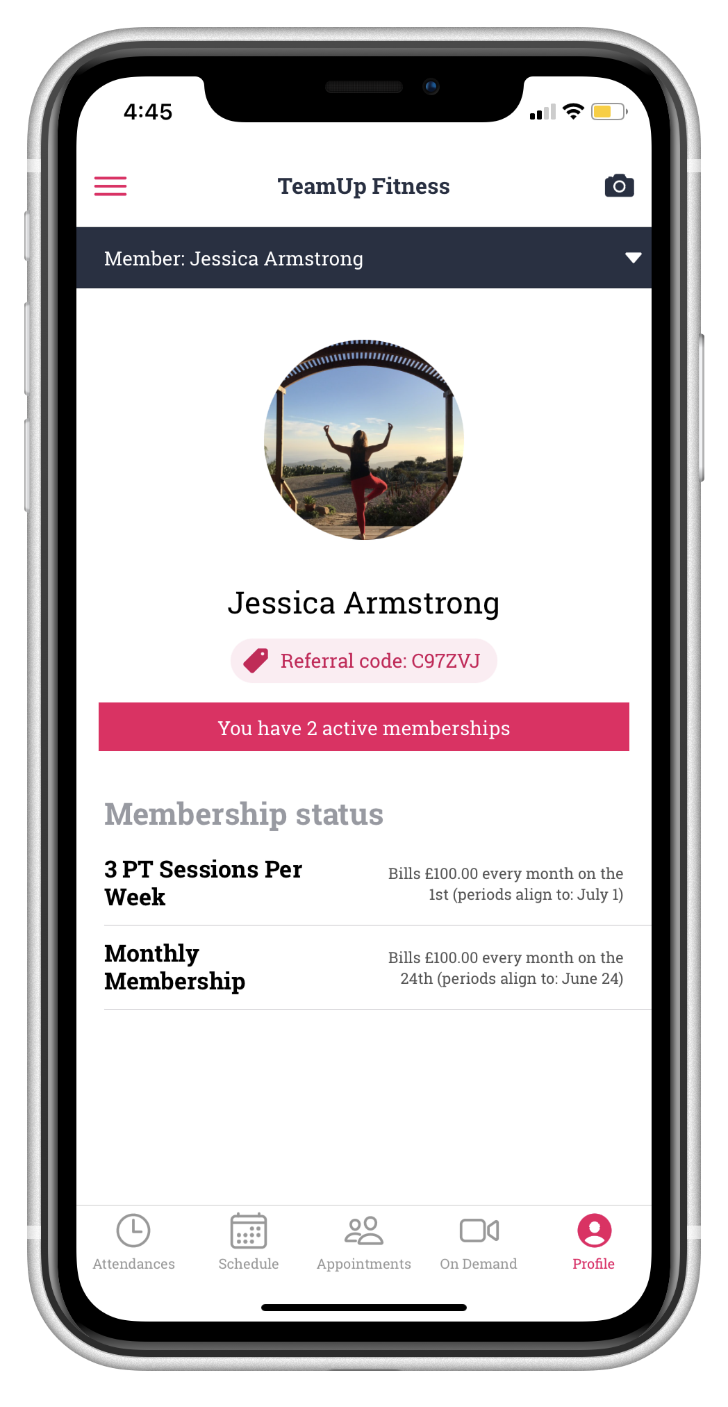 Member app customer referral code