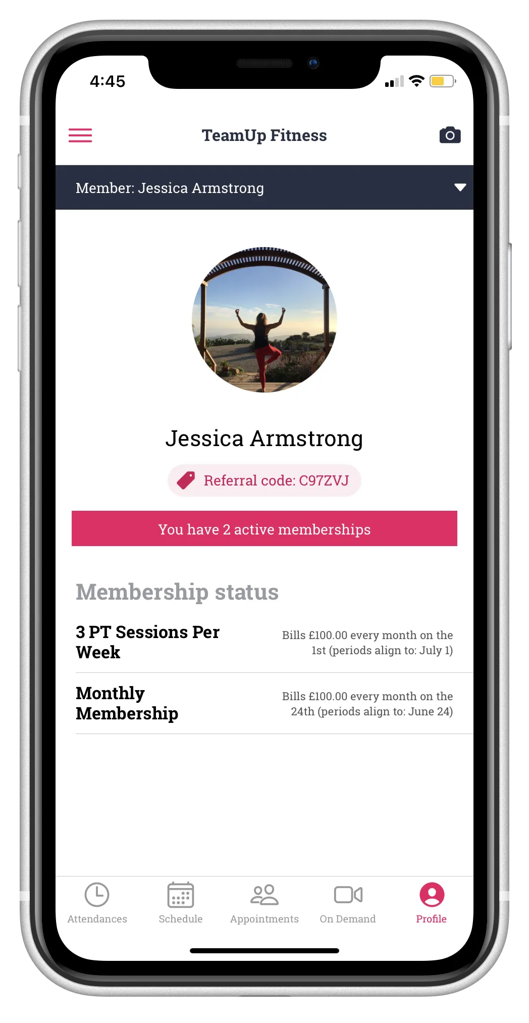 Member app customer referral code