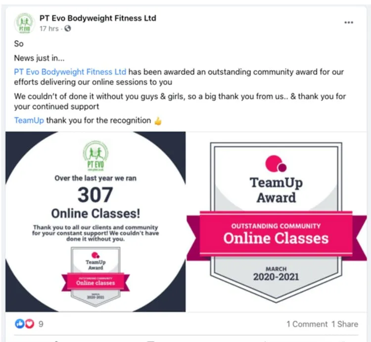 teamup online class badges