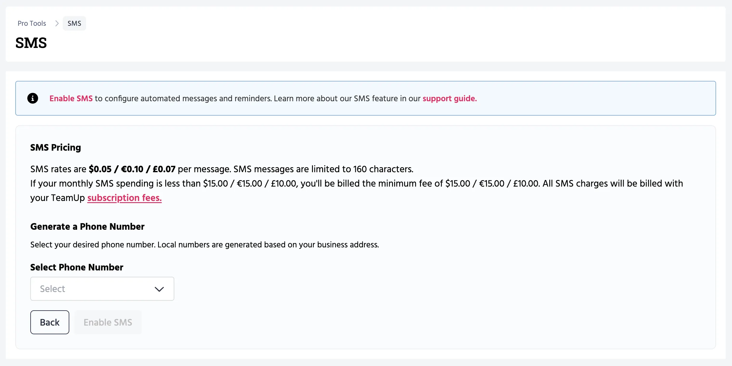 Enable SMS