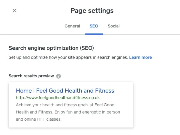 Clare's homepage before optimization
