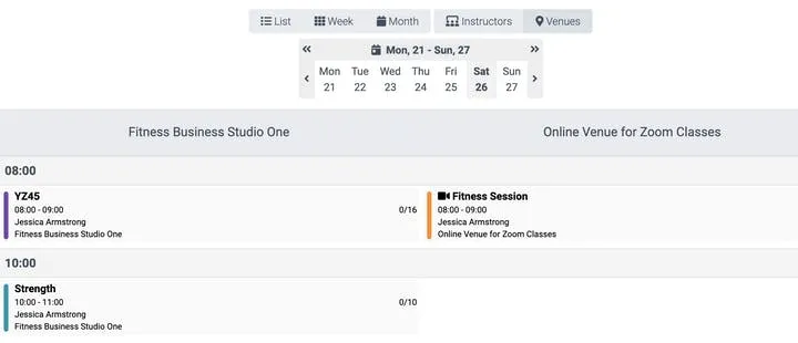 image of venue grouping in the calendar