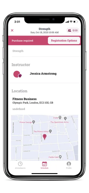 image of the member app class option page