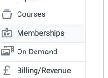 Memberships tab in teamup