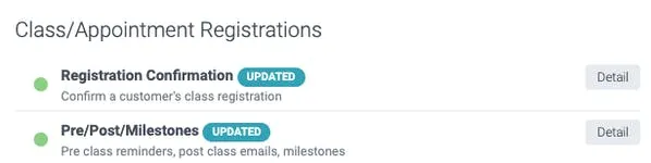 class and appointment registrations
