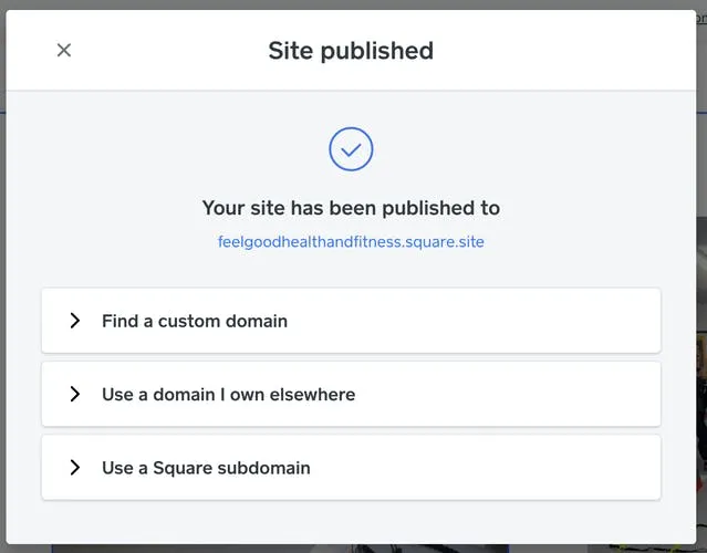 Confirmation that your site has been published