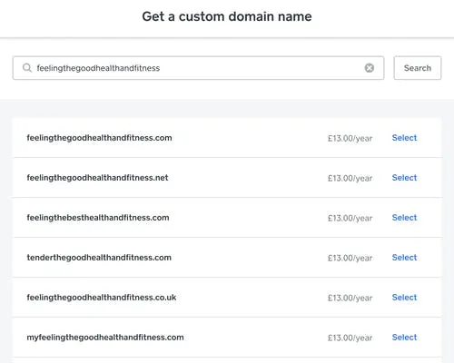 Selecting available domain names