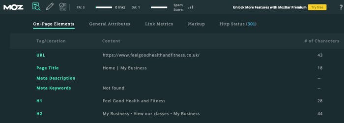 Moz homepage