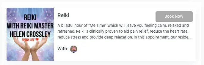 Booking an appointment for a Reiki session with Spark Life