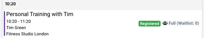 appointment registration in the calendar