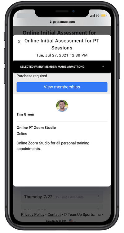 viewing membership in member app