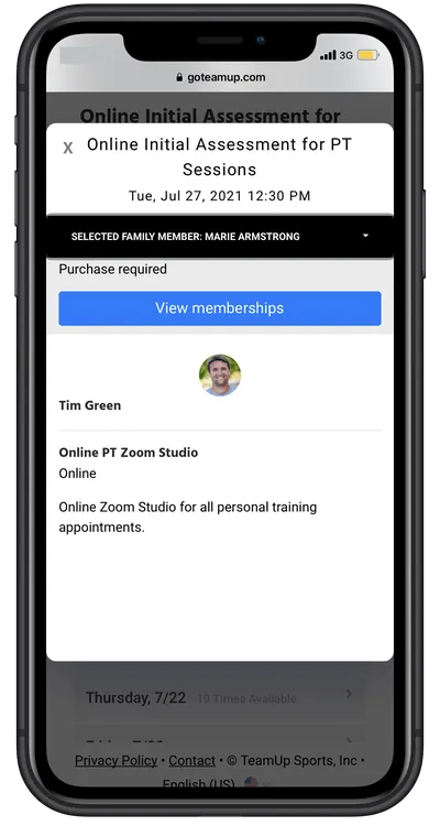 viewing membership in member app