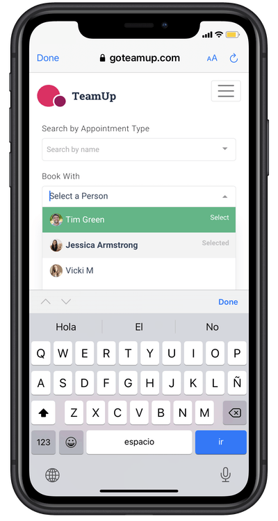 appointment booking filter