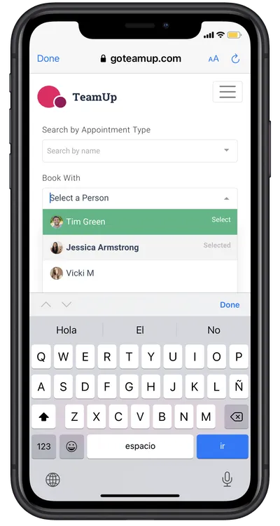 appointment booking filter