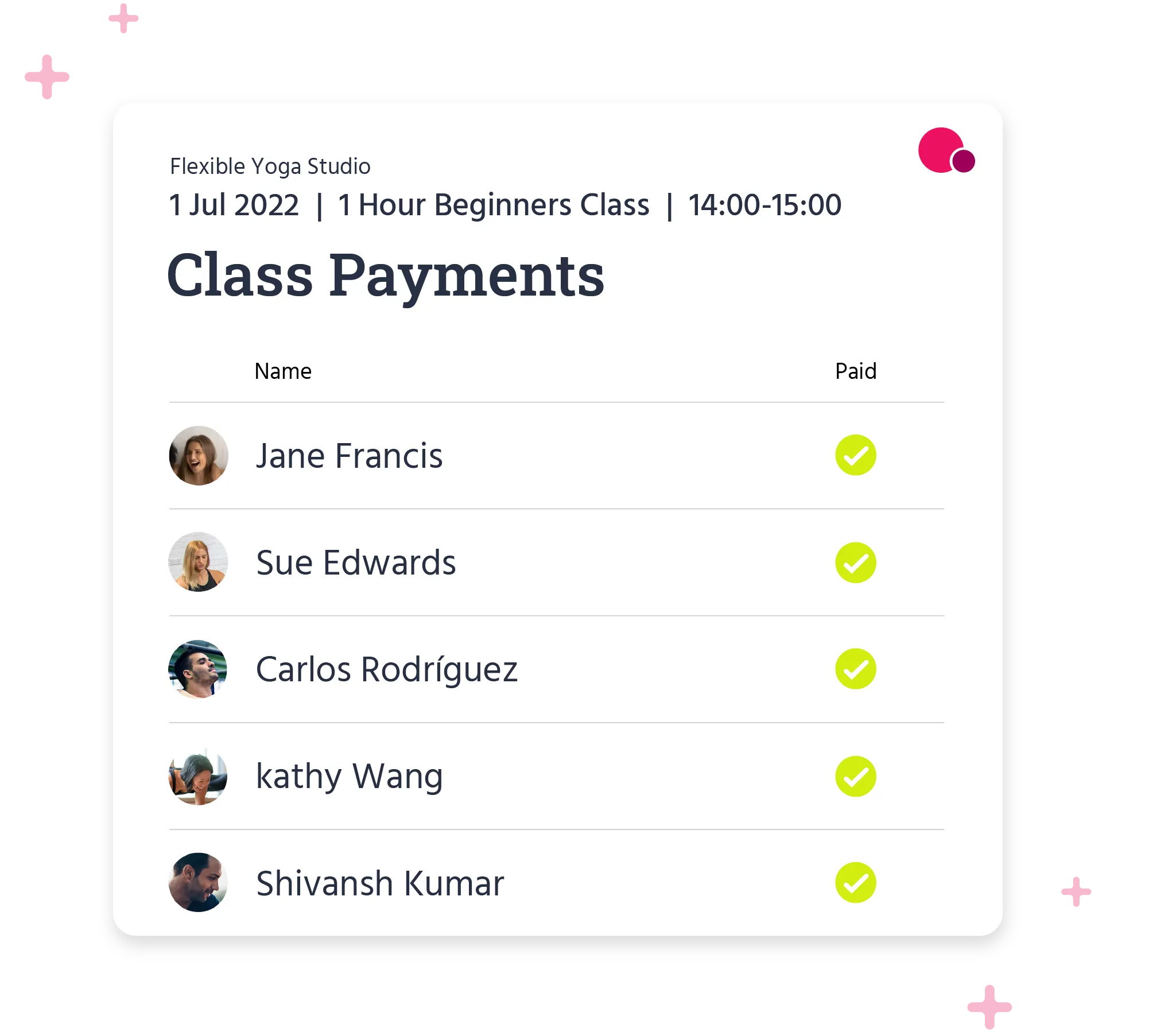 Viewing payment information on gym management software from a phone