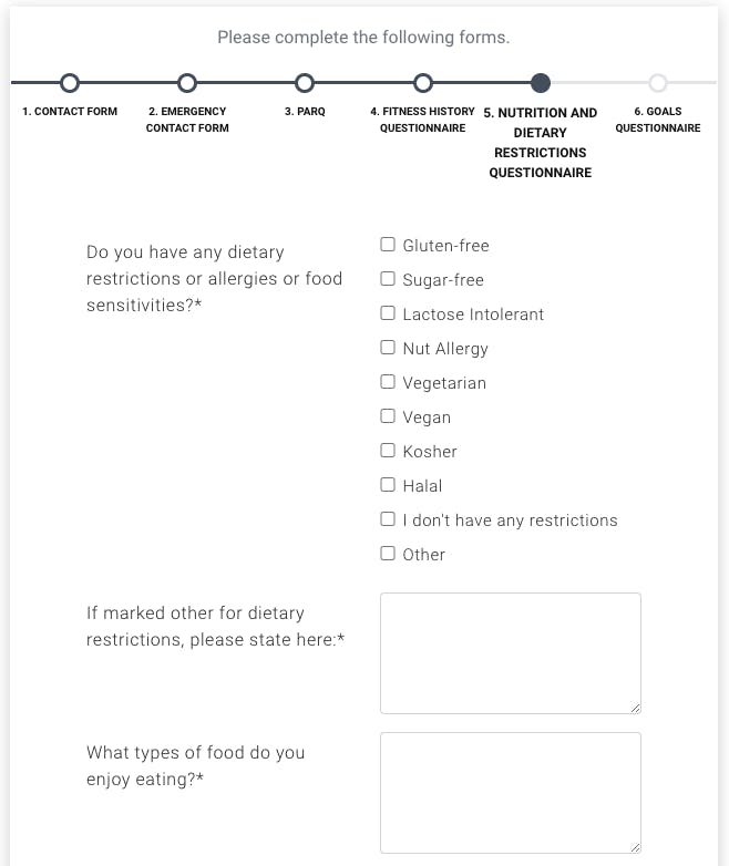 nutrition and allergy questionnaire