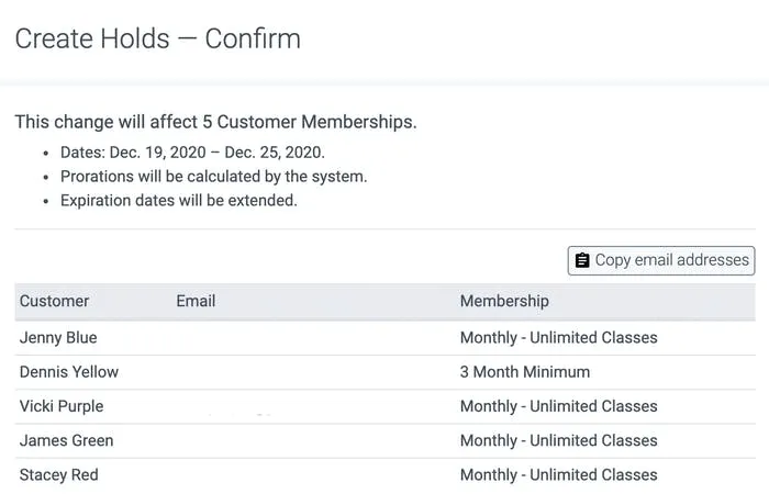 image of create holds - confirm page