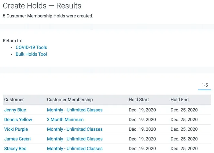 image of the create holds page confirmation