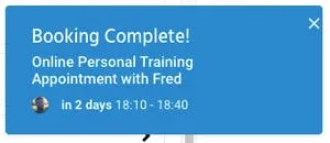 booking complete notification