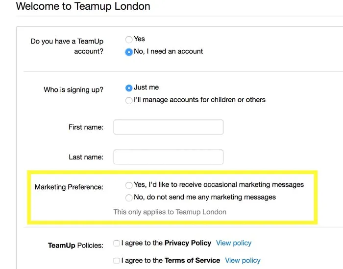 image of teamup marketing preferences