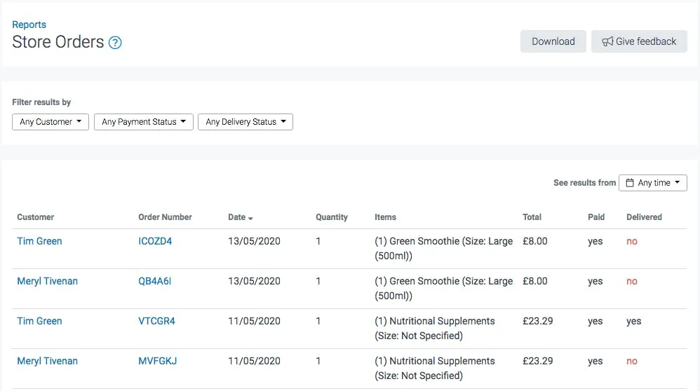 image of store orders