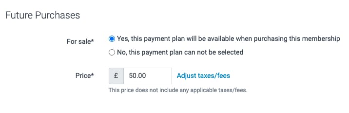 Changing future pricing in TeamUp