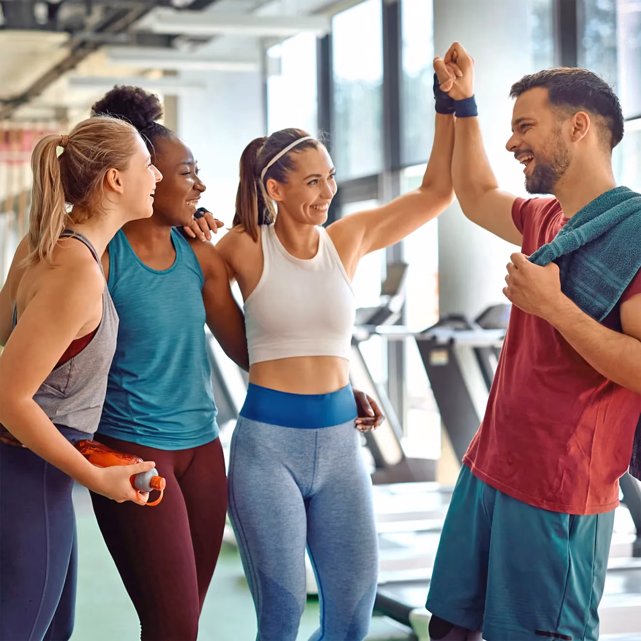 a few friends hanging out in the gym